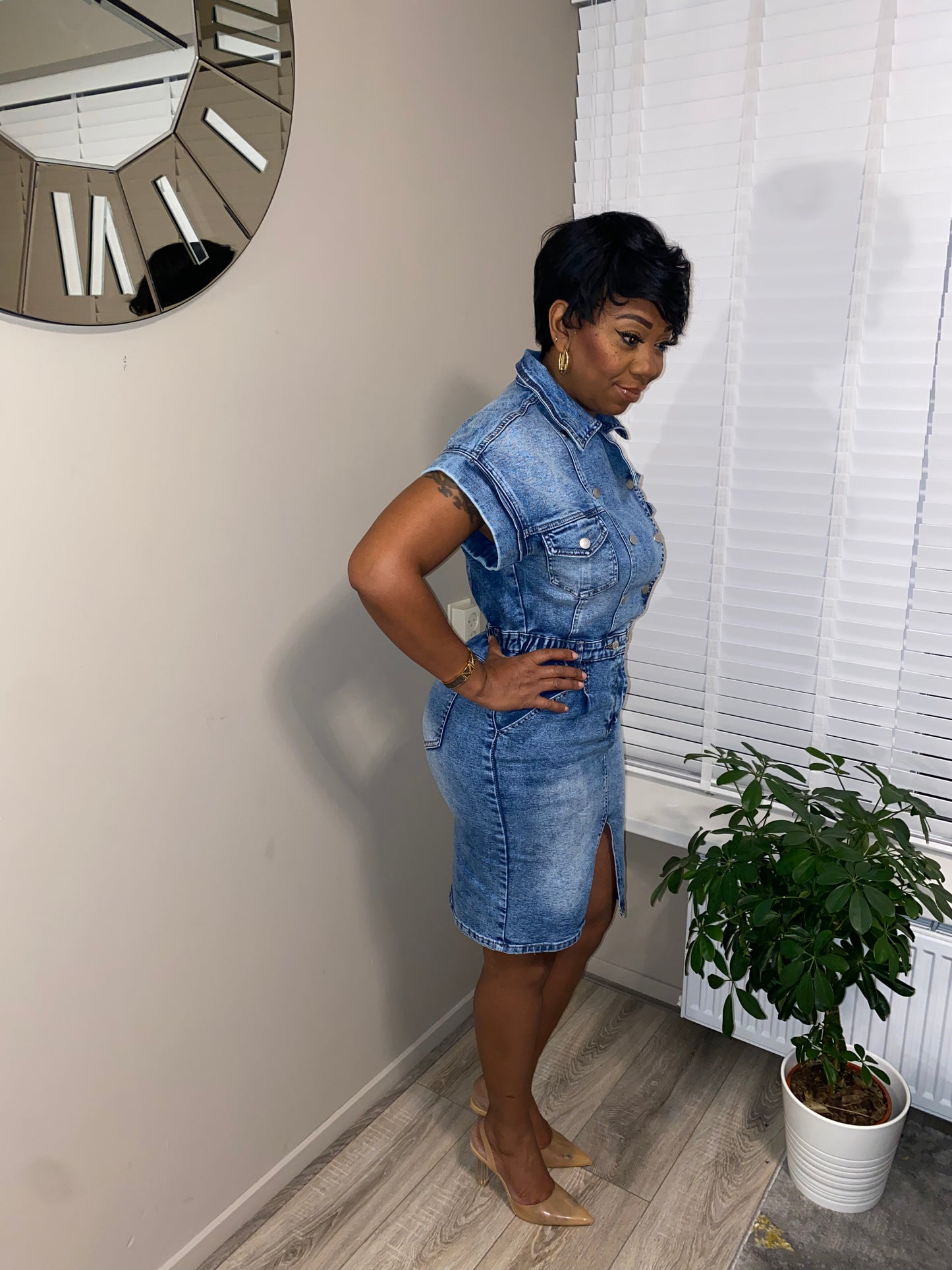 She comes first denim dress